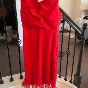 JCrew red chiffon dress.